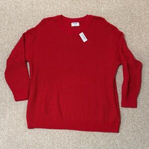 Old Navy Women’s Vibrant Red Textured Tunic Length Sweater